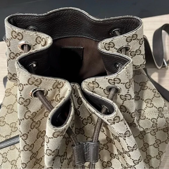 Gucci Tan and Brown Monogram Backpack - Picture 11 of 13